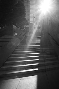 Light on steps near the Bank of China Tower, Central, 20 December 2014