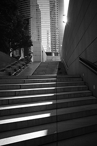 Light on steps near the Bank of China Tower, Central, 20 December 2014