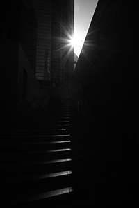 Light on steps near the Bank of China Tower, Central, 20 December 2014