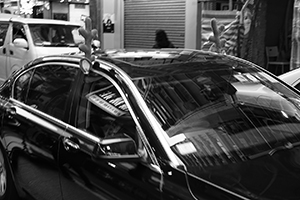 Car with reindeer antlers, Sheung Wan, 24 December 2014