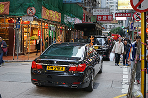 Car with reindeer antlers, Sheung Wan, 24 December 2014