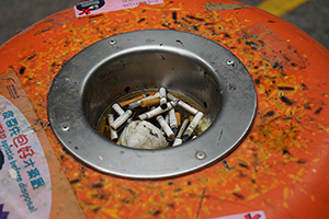 Ashtray on a rubbish bin, Sheung Wan, 26 December 2014