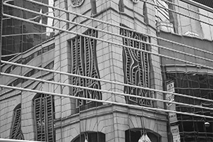 Reflection of building on windows, Wing Lok Street, Sheung Wan, 26 December 2014