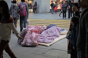 Sleeping on the street, Central, Hong Kong Island, 10 January 2015