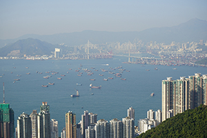 View of Victoria Harbour from Hong Kong Island, 3 January 2015