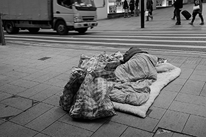 Sleeping on the street, Central, Hong Kong Island, 10 January 2015