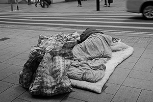 Sleeping on the street, Central, Hong Kong Island, 10 January 2015