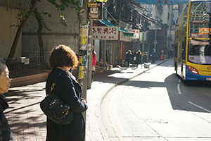 Pedestrians on Queen's Road West, Sheung Wan, 14 January 2015