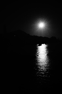 Sun over Victoria Harbour, viewed from Tsim Sha Tsui, 14 January 2015