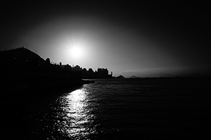 Sun over Victoria Harbour, viewed from Tsim Sha Tsui, 14 January 2015