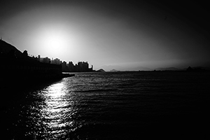 Sun over Victoria Harbour, viewed from Tsim Sha Tsui, 14 January 2015