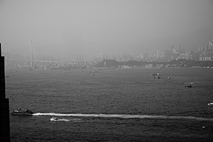 View of Stonecutters Bridge from Sheung Wan, 15 January 2015