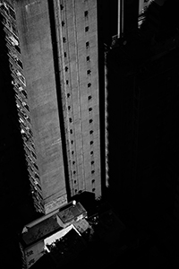 Light shining on buildings, Sheung Wan, 22 January 2015