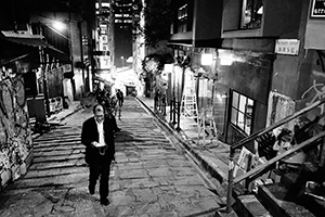 Pottinger Street at night, Central, 27 January 2015