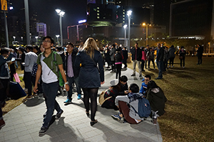 A crowd gathers in Tamar Park on New Year's Eve, Admiralty, 1 January 2015