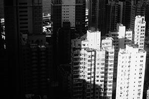 View of buildings in shadow, Shek Tong Tsui, 6 January 2015