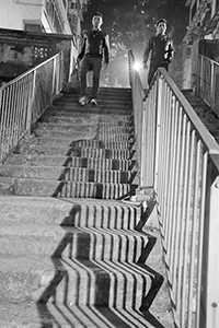 Shadows of railings on stairs, Tai Ping Shan, 23 February 2015