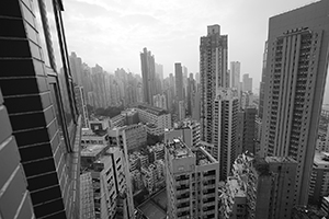 Buildings in Sai Ying Pun viewed from an apartment in Sheung Wan, 24 February 2015