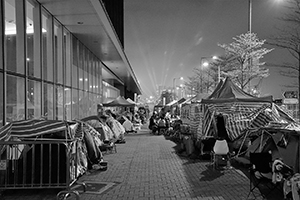 Street booths and tents belonging to protesters, outside the Legislative Council, Tim Mei Avenue, Admiralty, 25 February 2015