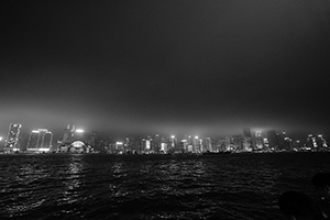 Victoria Harbour and Hong Kong Island at night, viewed from Tsim Sha Tsui, 27 February 2015