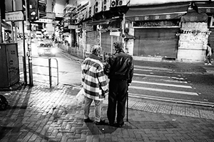 Street scene at night, Possession Street, Sheung Wan, 13 February 2015