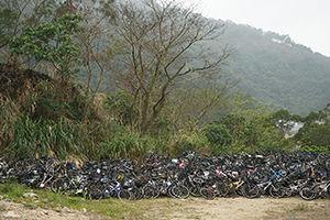 Bicycles on vacant government land, Ma On Shan Country Park, 15 February 2015