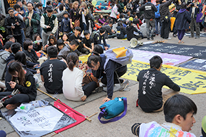 Rally near Statue Square after a pro-democracy march from Victoria Park to Central, Chater Road, 1 February 2015