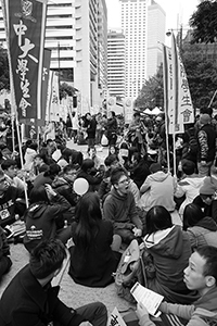 Rally near Statue Square following a pro-democracy march from Victoria Park to Central, Chater Road, 1 February 2015