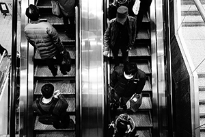 People on an escalator, Sheung Wan, 6 February 2015