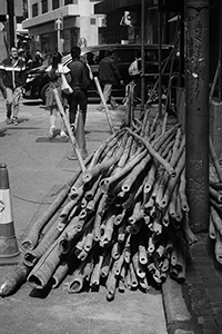 Bamboo poles for scaffolding use, Hillier Street, Sheung Wan, 7 February 2015