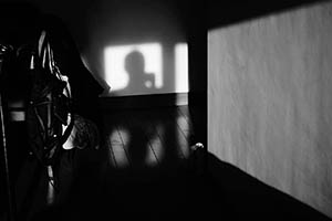 My shadow on the wall and the floor of my apartment, Sheung Wan, 12 February 2015