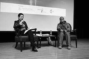 Film director Fruit Chan being interviewed by Mirana Szeto, Rayson Huang Theatre, HKU, Pokfulam, 17 February 2015