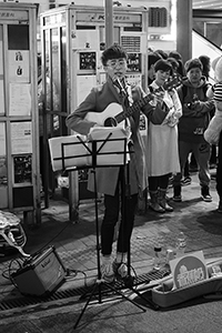 Street performance at night, East Point Road, Causeway Bay, 18 February 2015