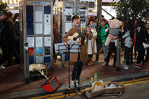 Street performance at night, East Point Road, Causeway Bay, 18 February 2015