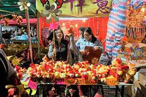 A booth selling sheep-themed products at the Lunar New Year Fair, Victoria Park, Causeway Bay, 18 February 2015