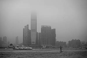 Victoria Harbour and buildings in West Kowloon viewed from Hong Kong Island, 20 February 2015
