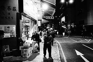 Street scene at night, Wing Lok Street, Sheung Wan, 6 February 2015