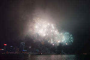 Lunar New Year Fireworks Display viewed from the Central harbourfront, 20 February 2015