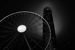 The Hong Kong Observation Wheel and IFC 2 at night, viewed from Central Harbourfront, 20 February 2015