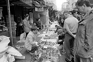 People selling goods on the street, Sham Shui Po, 21 February 2015