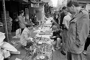 People selling goods on the street, Sham Shui Po, 21 February 2015