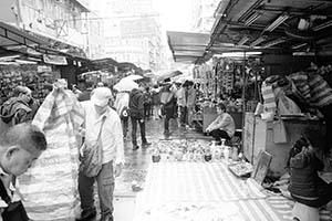 Street scene on a rainy day, Sham Shui Po, 21 February 2015