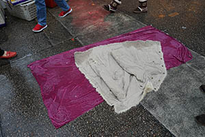 A hawker stall on the street sodden after rain, Sham Shui Po, 21 February 2015