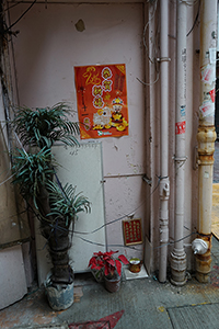 Lunar New Year poster with reopening notice, Kowloon, 21 February 2015