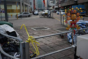 Lunar New Year decoration tied to a railing, Fuk Tsun Street, Tai Kok Tsui, 21 February 2015