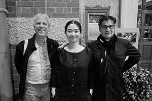 John Batten, Ko Siu Lan and Vincent Tancredi, outside The Foreign Correspondents' Club, Lower Albert Road, Central, 22 February 2015