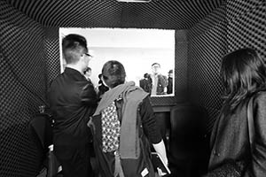 Guests at an exhibition opening, Para Site, Quarry Bay, 6 March 2015
