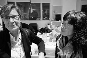 Jane Debevoise and Tina Pang at the opening of Para Site's new venue, Quarry Bay, 6 March 2015