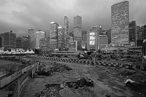 Buildings in Central and a construction site near the Central Harbourfront, 31 March 2015