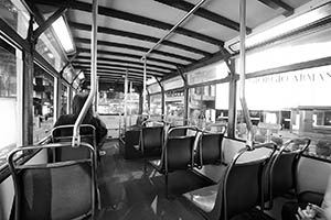 Inside a tram at night, Central, 31 March 2015